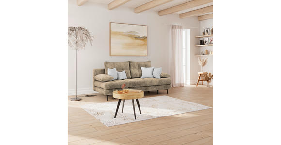 SCHLAFSOFA Chenille Hellbraun Rückenkissen, Armlehnenkissen, Bettkasten, Schlaffunktion, Rücken echt  - Hellbraun/Schwarz, KONVENTIONELL, Textil/Metall (203/94/96cm) - Carryhome