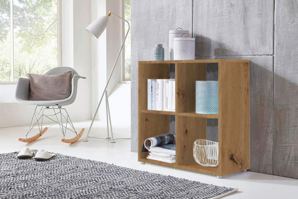 AKTENREGAL 72/74/33 cm  - Silberfarben/Eiche Artisan, MODERN, Holzwerkstoff (72/74/33cm) - MID.YOU