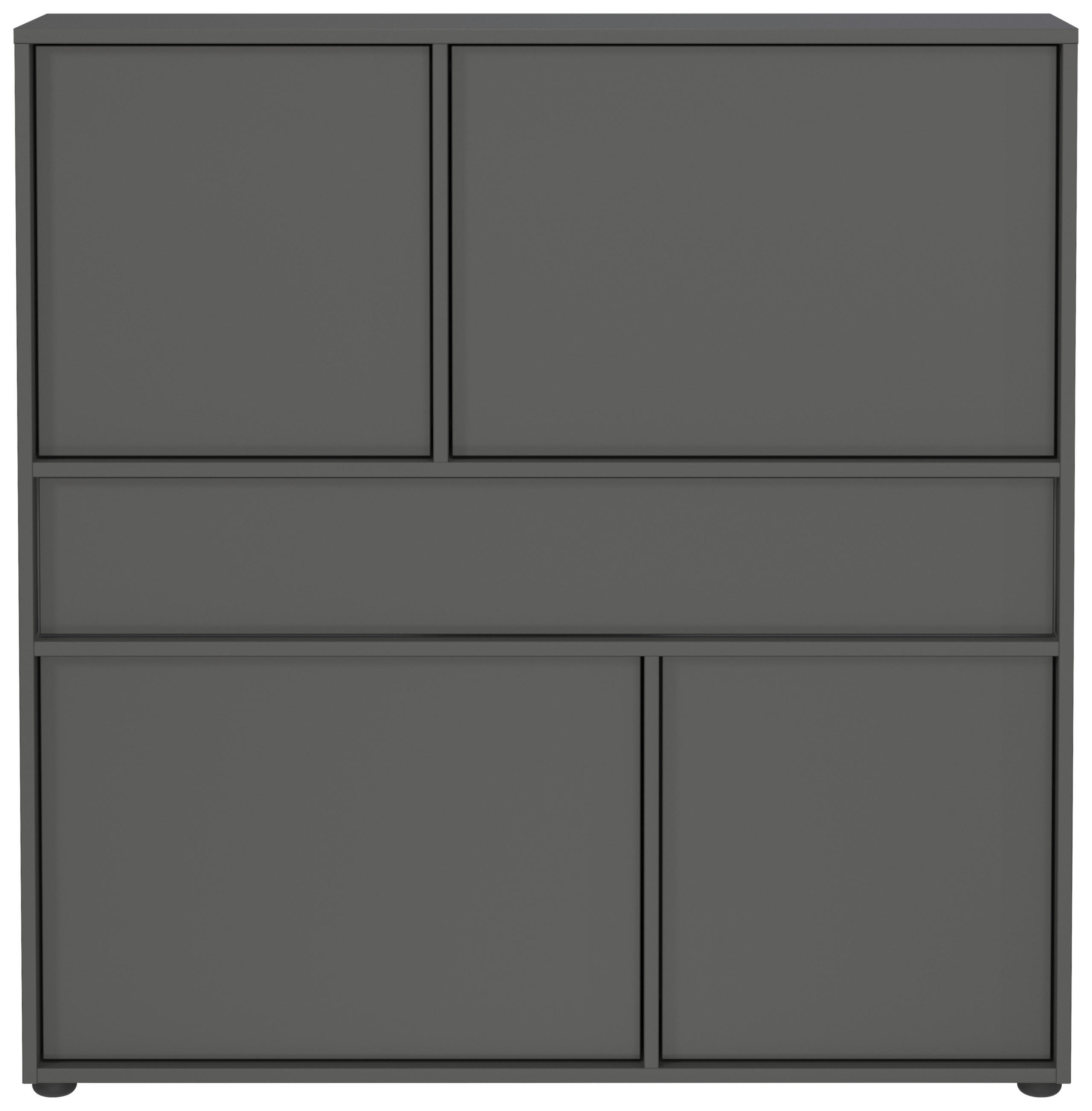SCHUHSCHRANK AMECA 110/107/25 cm  - Schwarz/Graphitfarben, Design, Holzwerkstoff/Kunststoff (110/107/25cm)