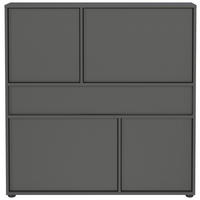 SCHUHSCHRANK AMECA 110/107/25 cm  - Schwarz/Graphitfarben, Design, Holzwerkstoff/Kunststoff (110/107/25cm)