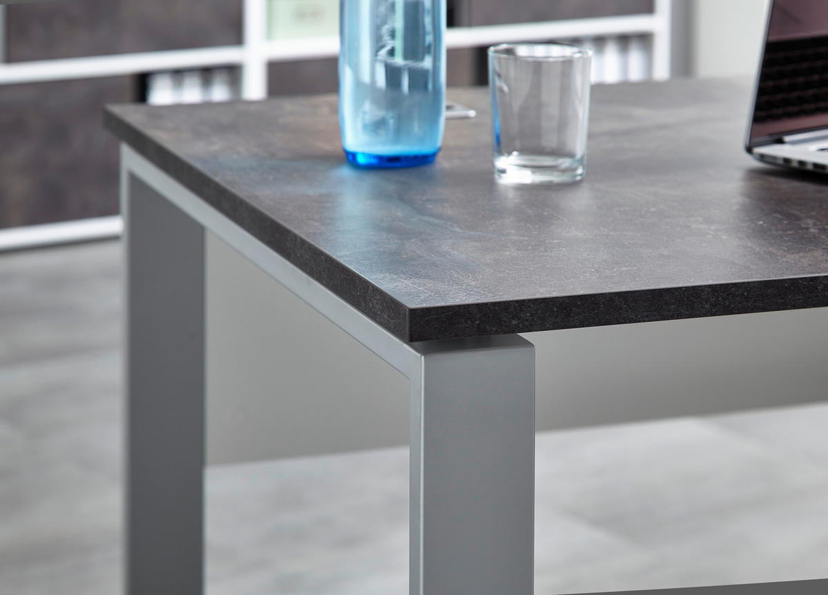 SCHREIBTISCH 158/75/79 cm  in Graphitfarben, Weiß  - Graphitfarben/Weiß, KONVENTIONELL, Holzwerkstoff/Metall (158/75/79cm) - Germania