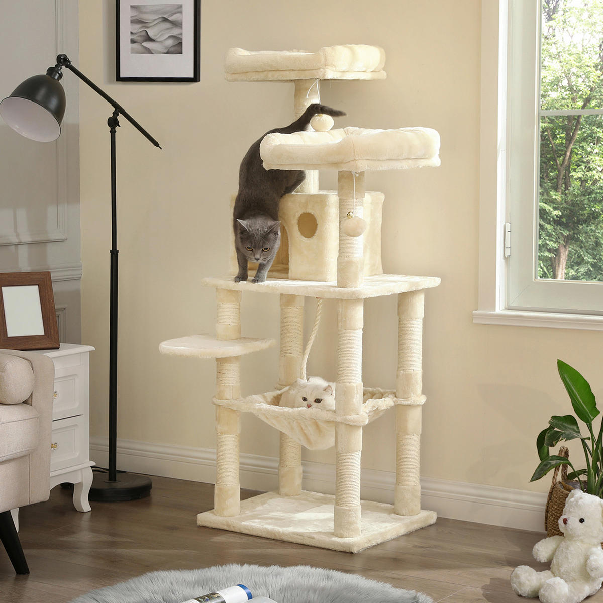 KRATZBAUM - Beige, Trend, Holzwerkstoff/Textil (55/143/45cm) - Boxxx