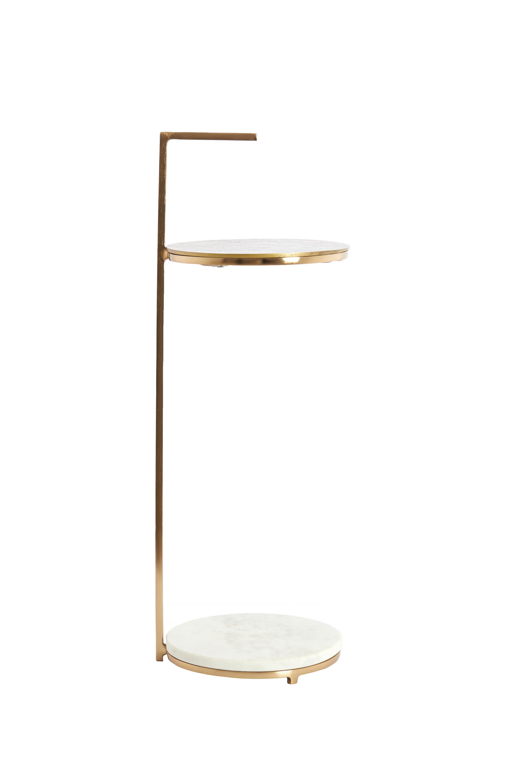 BEISTELLTISCH 26/26/76 cm LEDA Weiß, Bronzefarben rund  - Weiß/Bronzefarben, Trend, Stein/Metall (26/26/76cm) - Light & Living