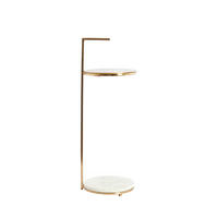 BEISTELLTISCH 26/26/76 cm LEDA Weiß, Bronzefarben rund  - Weiß/Bronzefarben, Trend, Stein/Metall (26/26/76cm) - Light & Living