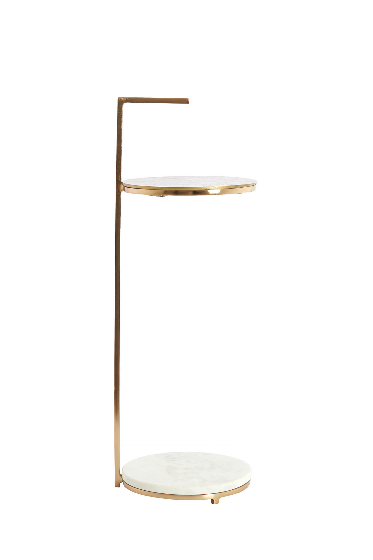 BEISTELLTISCH 26/26/76 cm LEDA Weiß, Bronzefarben rund  - Weiß/Bronzefarben, Trend, Stein/Metall (26/26/76cm) - Light & Living