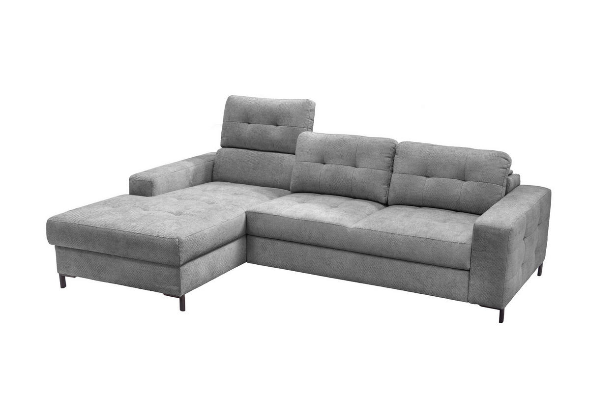 ECKSOFA in Struktur Grau  - Schwarz/Grau, Design, Textil/Metall (176/255cm) - Livetastic