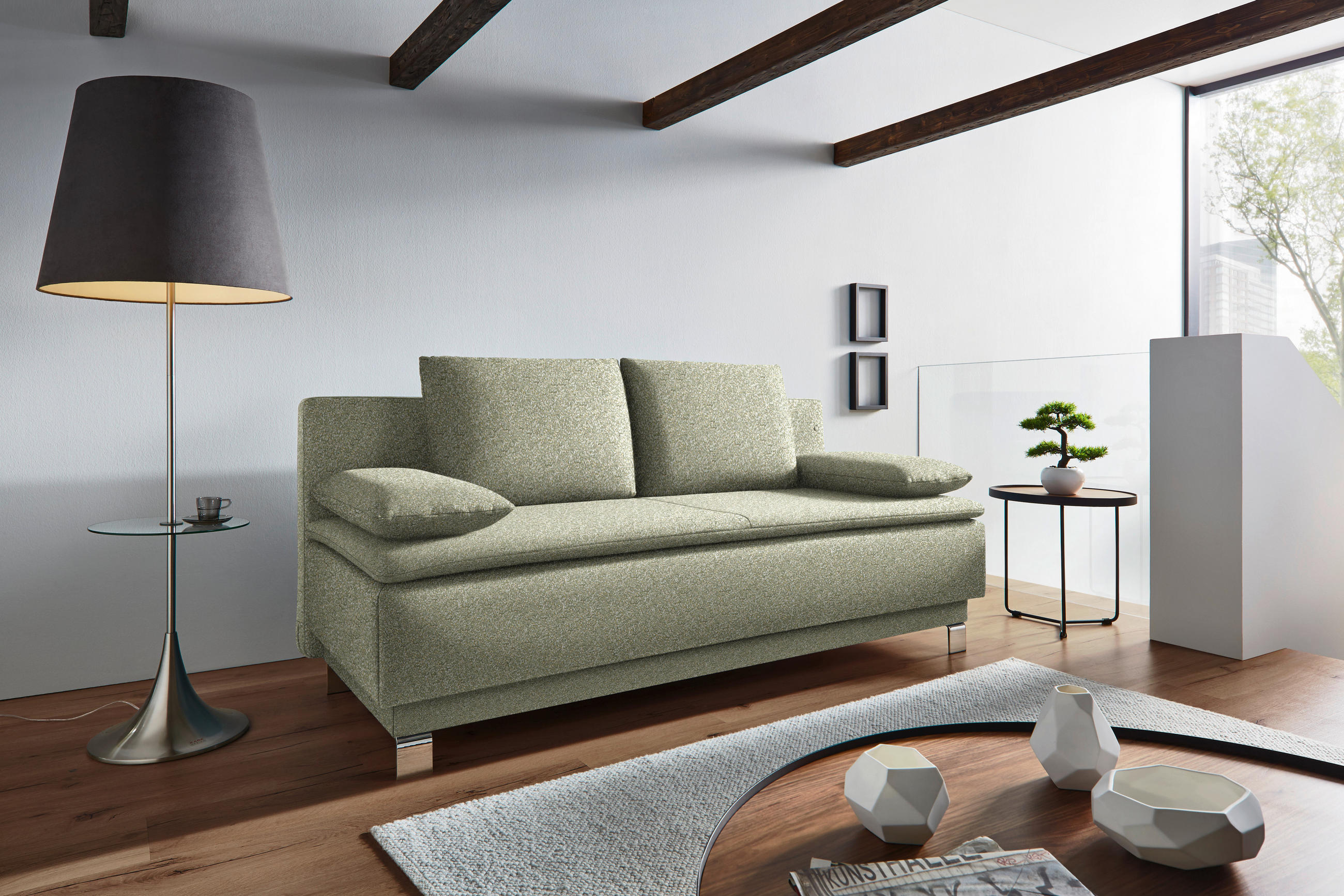 SCHLAFSOFA in Webstoff Grün  - Grün, MODERN, Textil/Metall (200/85/90cm) - Joka