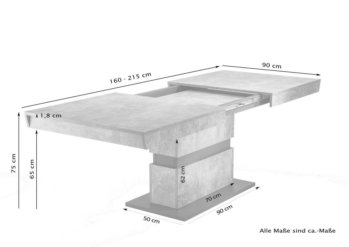ESSTISCH Dunkelgrau, Eiche Artisan rechteckig  ausziehbar, lichtecht, in verschiedenen Größen erhältlich, in verschiedenen Holzdekoren erhältlich  - Dunkelgrau/Eiche Artisan, MODERN, Holzwerkstoff (160/90/75cm) - MID.YOU