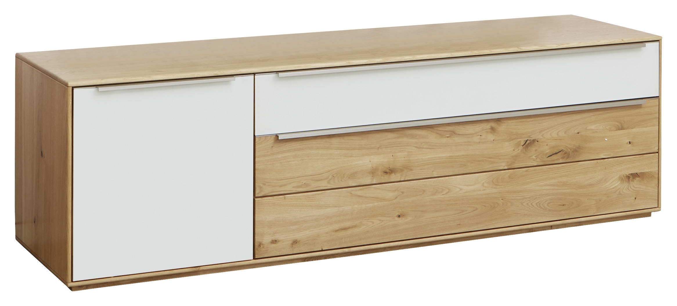LOWBOARD  in 182/54/50 cm  - Eichefarben/Silberfarben, Design, Glas/Holz (182/54/50cm) - Waldwelt