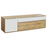 LOWBOARD  in 182/54/50 cm  - Eichefarben/Silberfarben, Design, Glas/Holz (182/54/50cm) - Waldwelt