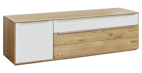 LOWBOARD in 182/54/50 cm - Eichefarben/Silberfarben, Design, Glas/Holz (182/54/50cm) - Waldwelt