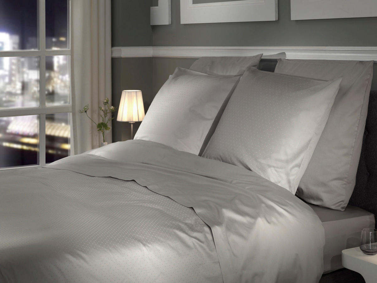 BETTWÄSCHE 2-teilig Punto Makosatin 135/200 cm  - Grau, Basics, Textil (135/200cm)