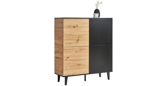 HIGHBOARD 106,5/126/40 cm  - Schwarz/Eiche Artisan, Design, Holzwerkstoff/Metall (106,5/126/40cm) - Xora