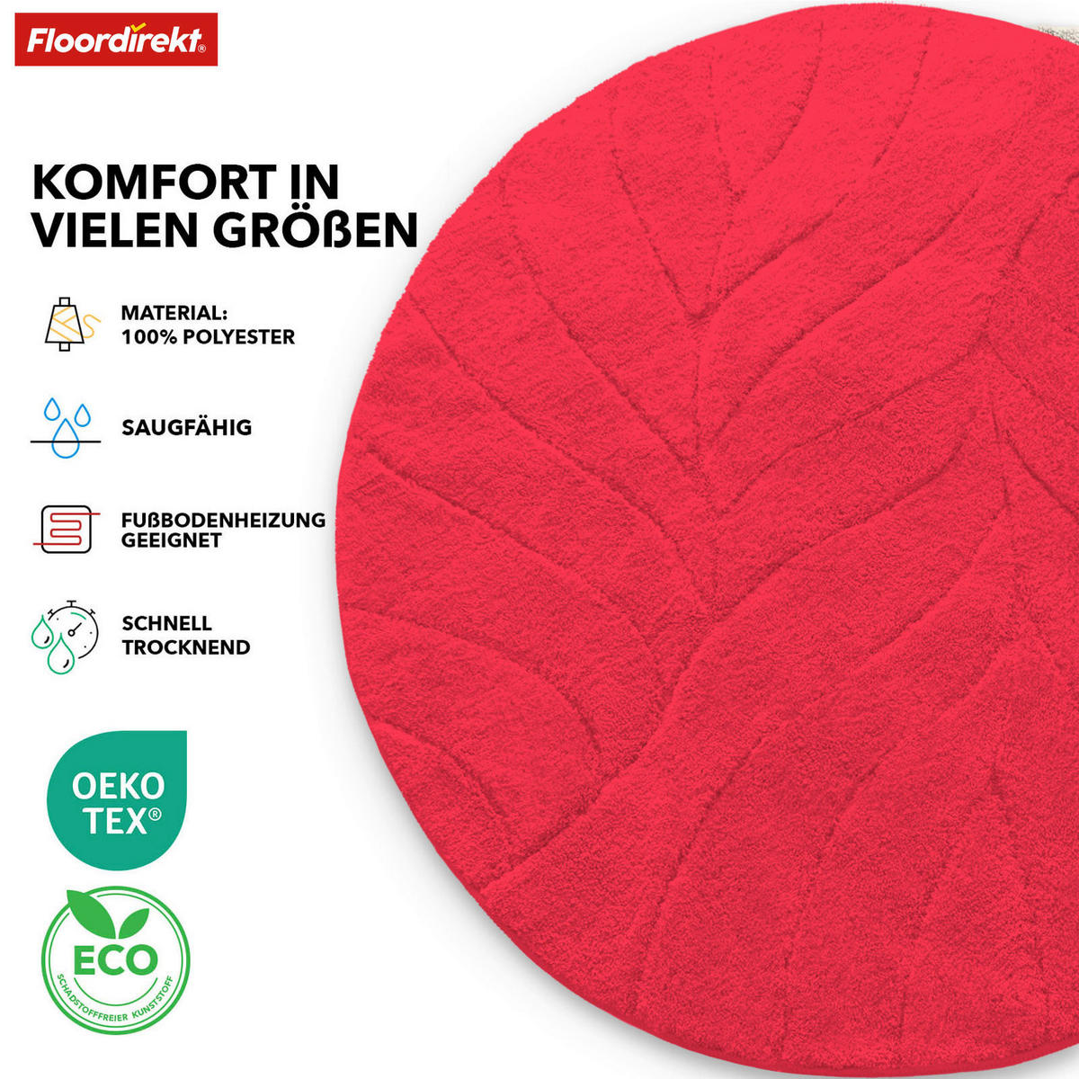 BADEMATTE Maris Rot 120 cm  - Rot, Basics, Kunststoff/Textil (120cm) - Floordirekt