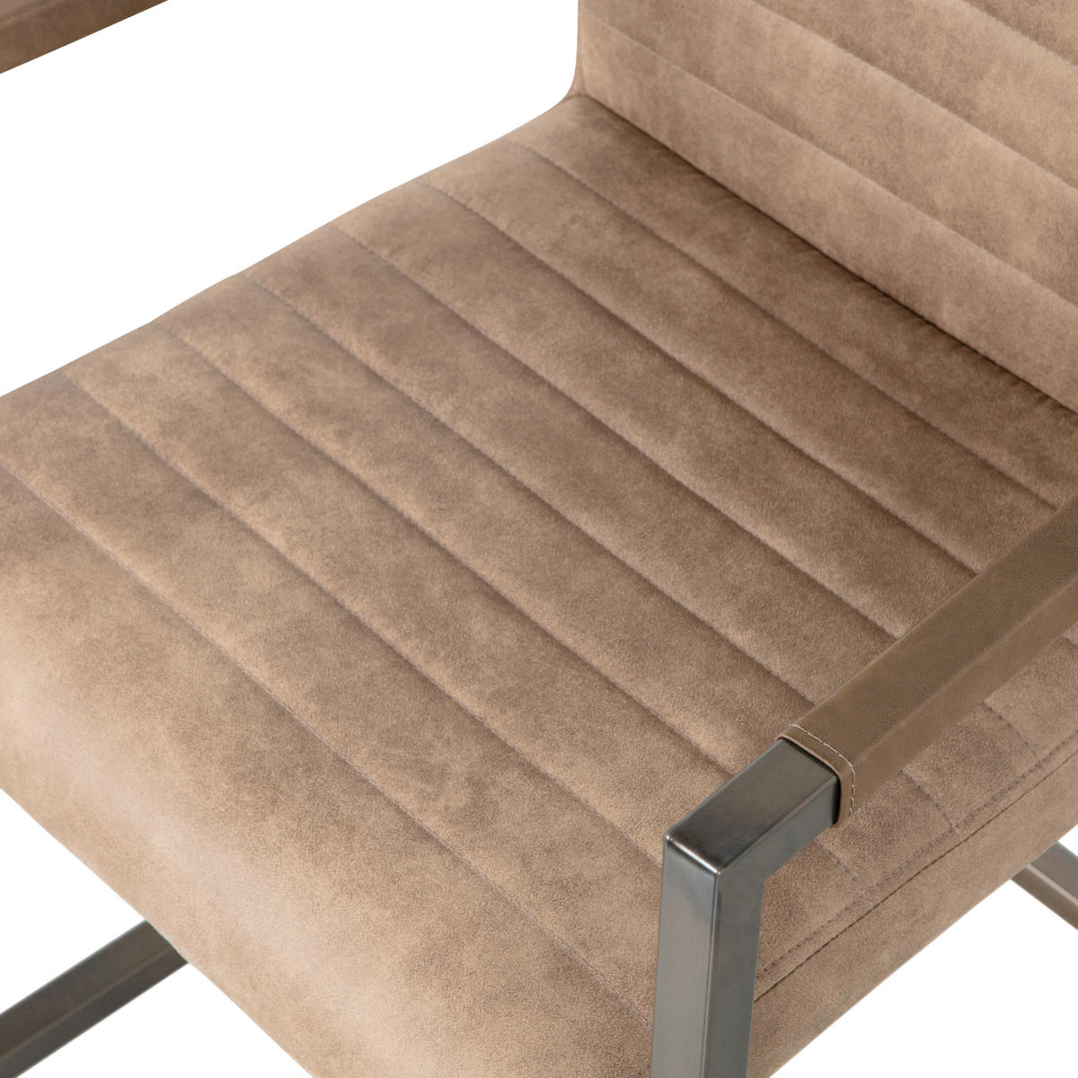 ARMLEHNSTUHL-SET 2 Stück  in Eisen Lederlook  - Taupe/Schwarz, MODERN, Textil/Metall (54/87/62cm) - Livetastic