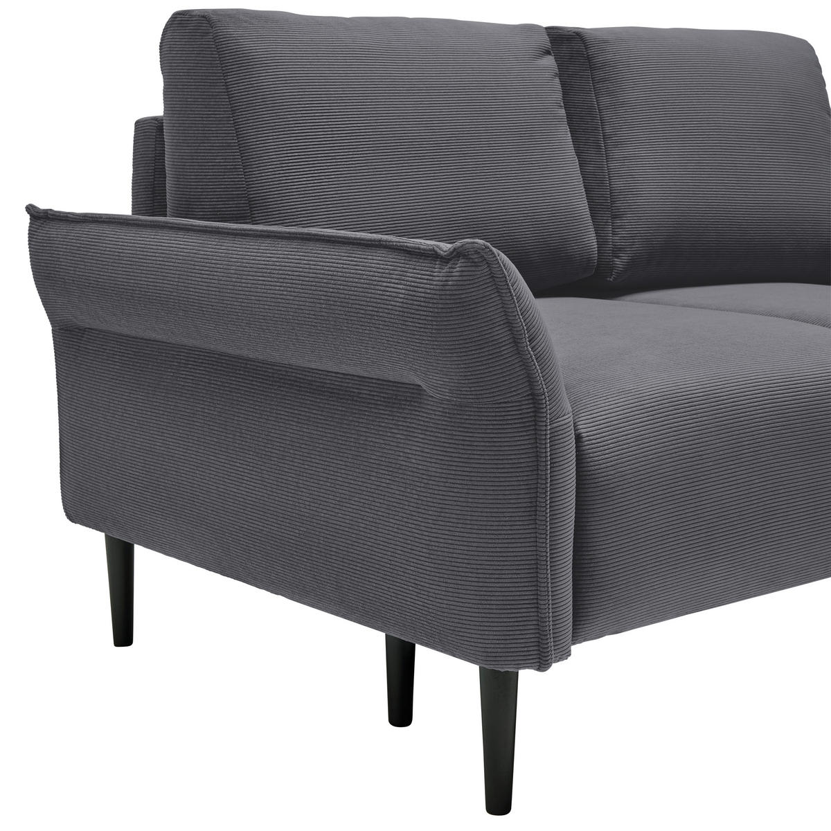 2-SITZER-SOFA Cord Dunkelgrau  - Dunkelgrau/Schwarz, Modern, Holz/Textil (150/85/92cm) - MID.YOU