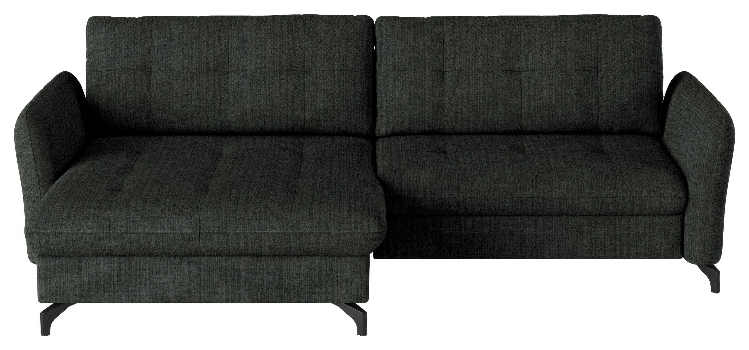 ECKSOFA in Flachgewebe, Leinenoptik Anthrazit  170/242 cm  - Anthrazit/Schwarz, Design, Textil/Metall (170/242cm) - Xora