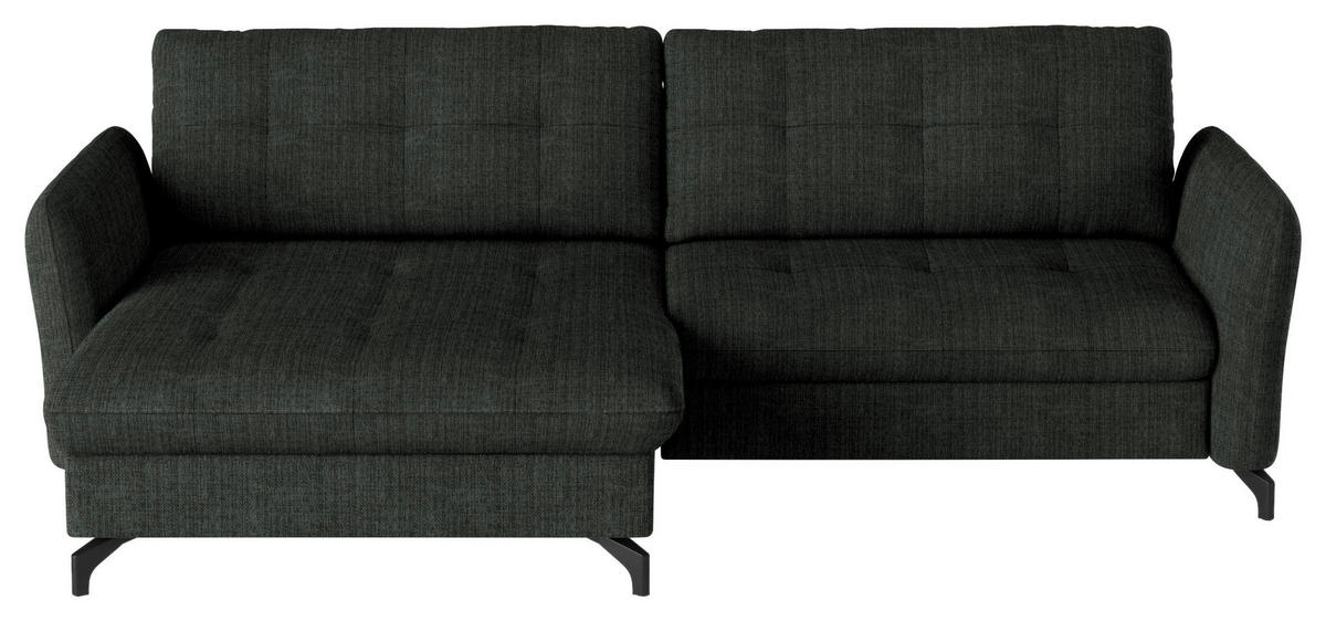 ECKSOFA in Flachgewebe, Leinenoptik Anthrazit  170/242 cm  - Anthrazit/Schwarz, Design, Textil/Metall (170/242cm) - Xora