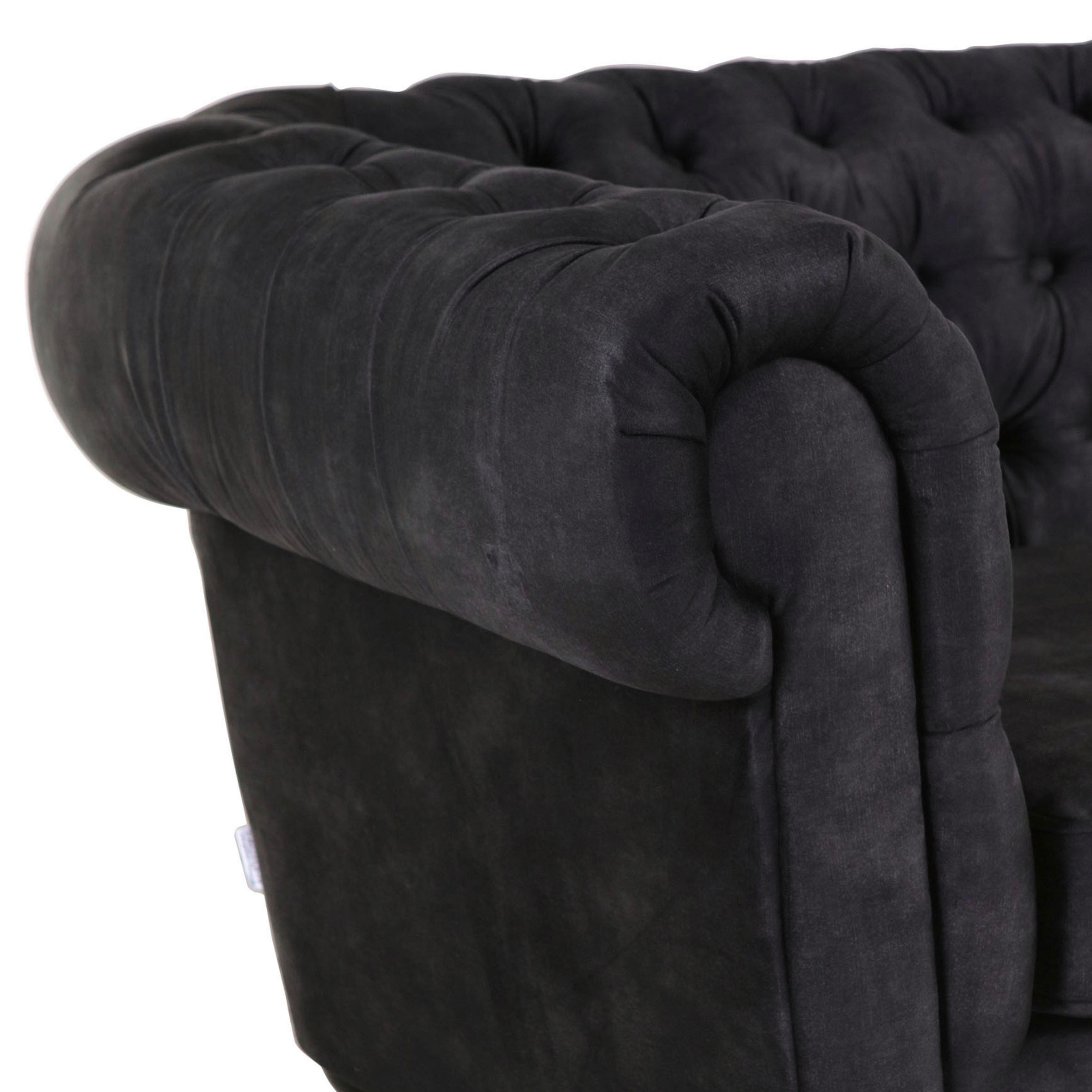 CHESTERFIELD-SOFA Flachgewebe Anthrazit  - Anthrazit/Schwarz, KONVENTIONELL, Textil (203/79/93cm) - Livetastic