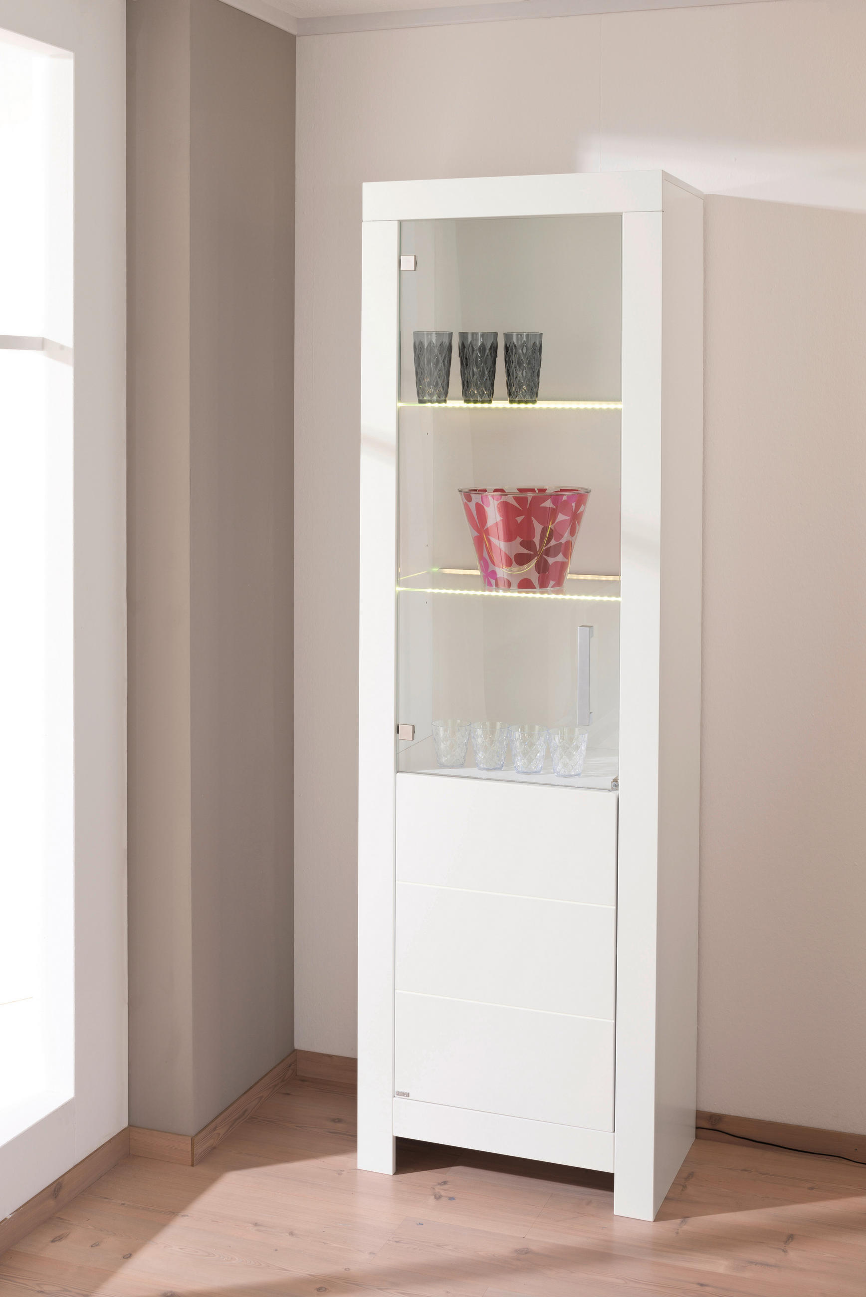 VITRINE in Weiß  - Chromfarben/Weiß, Design, Glas/Holzwerkstoff (631/205,2/39,3cm) - Paidi