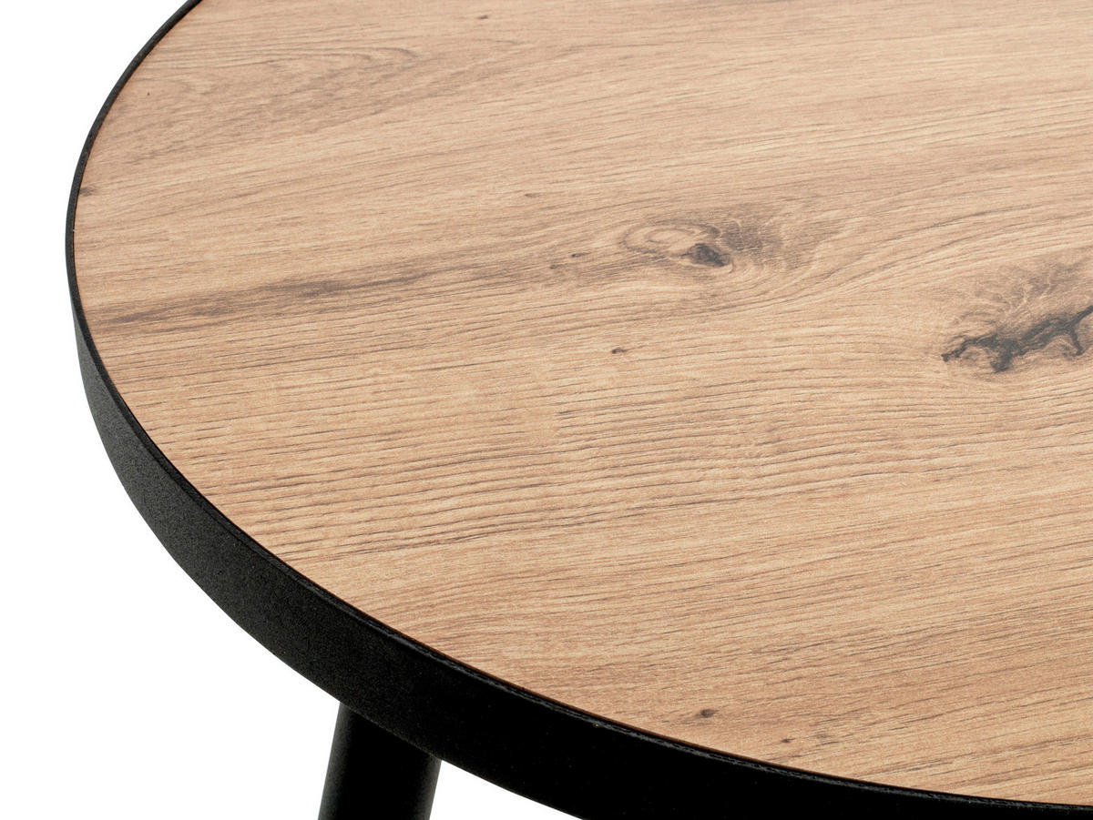 BEISTELLTISCH in Metall, Holzwerkstoff 50/50/52 cm  - Eichefarben/Schwarz, Design, Holzwerkstoff/Metall (50/50/52cm)