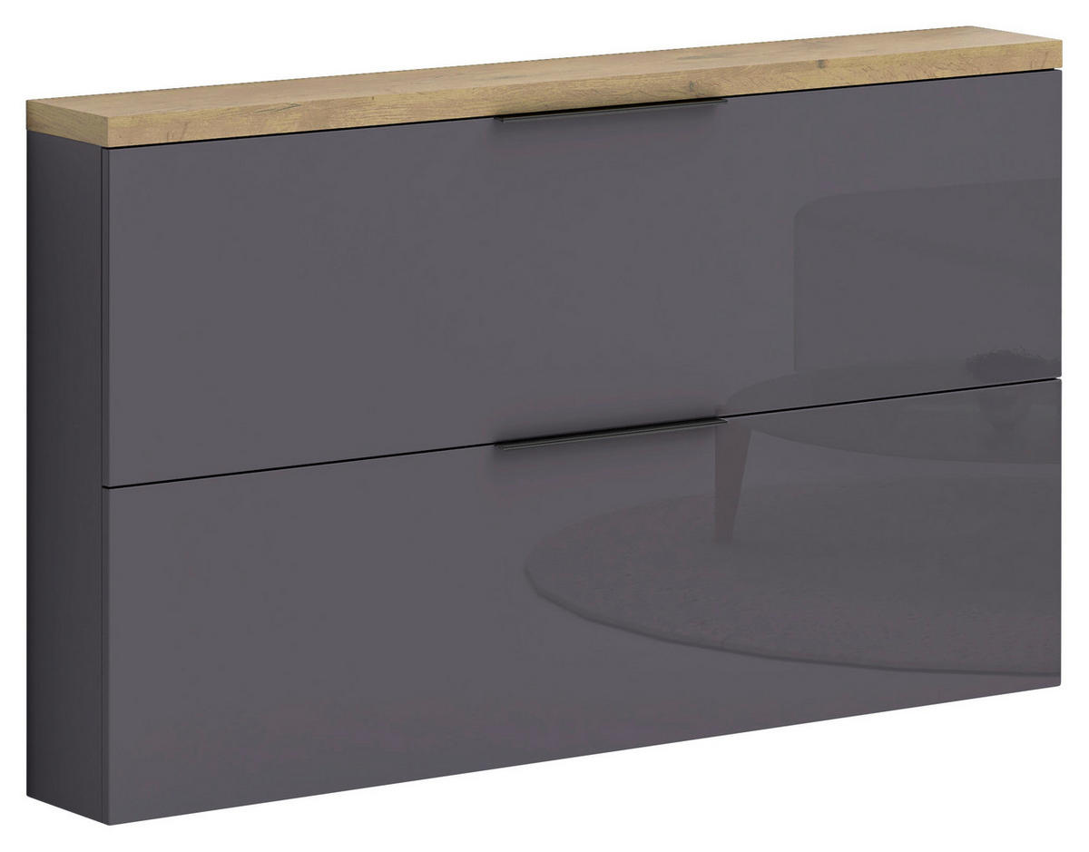 SKOSKÅP - svart/antracit högglans, Design, metall/trämaterial (140/82/19cm) - Xora