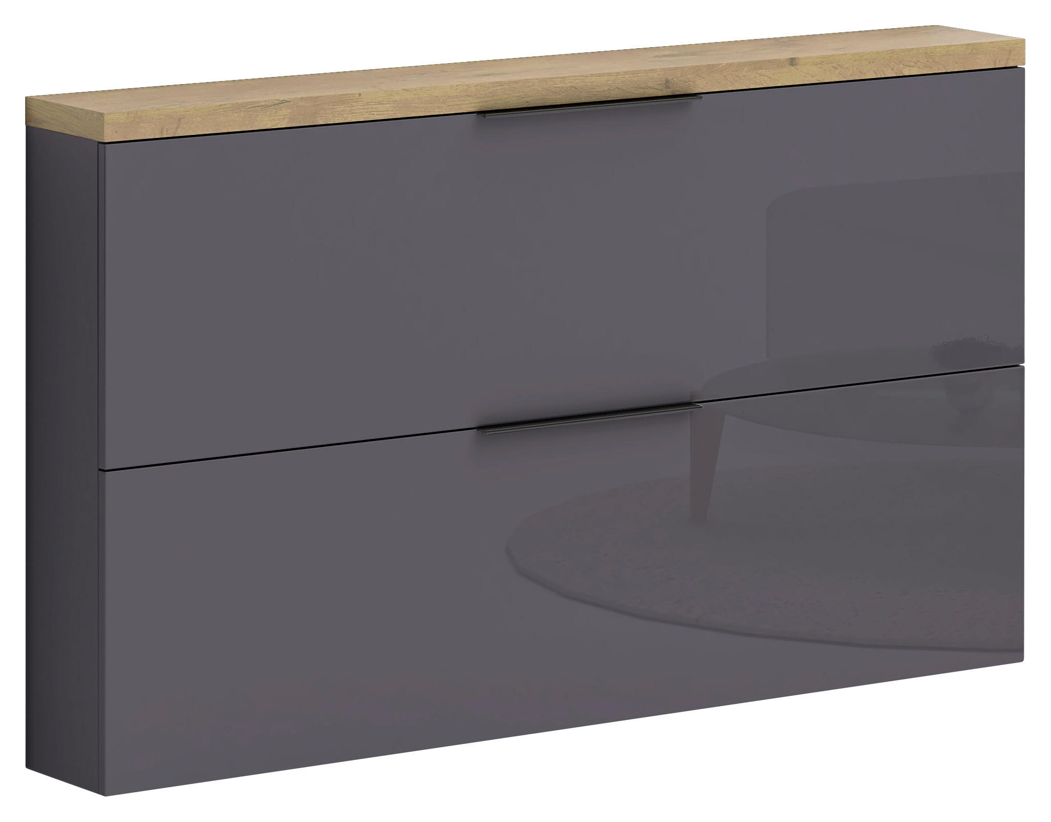 Xora Schuhkipper Eiche, Anthrazit Hochglanz 140x82x19 cm