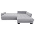 ECKSOFA Hellgrau Cord Rückenkissen, Armlehnenkissen, Bettkasten, Schlaffunktion, Rücken echt, Liegefläche im Originalstoff  - Hellgrau/Schwarz, KONVENTIONELL, Kunststoff/Textil (304/212cm) - Carryhome