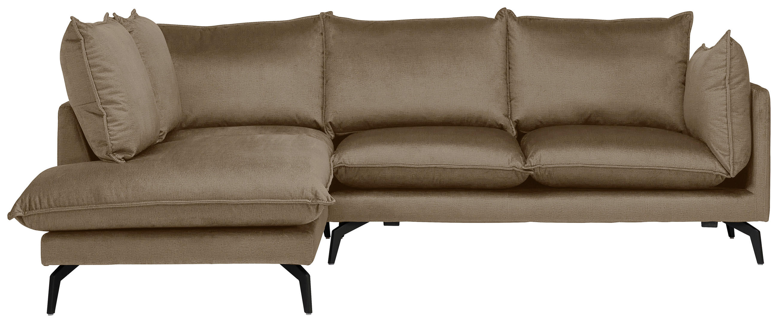 ECKSOFA  in Samt Hellbraun  200/241 cm  - Hellbraun/Schwarz, Design, Textil/Metall (200/241cm) - Carryhome
