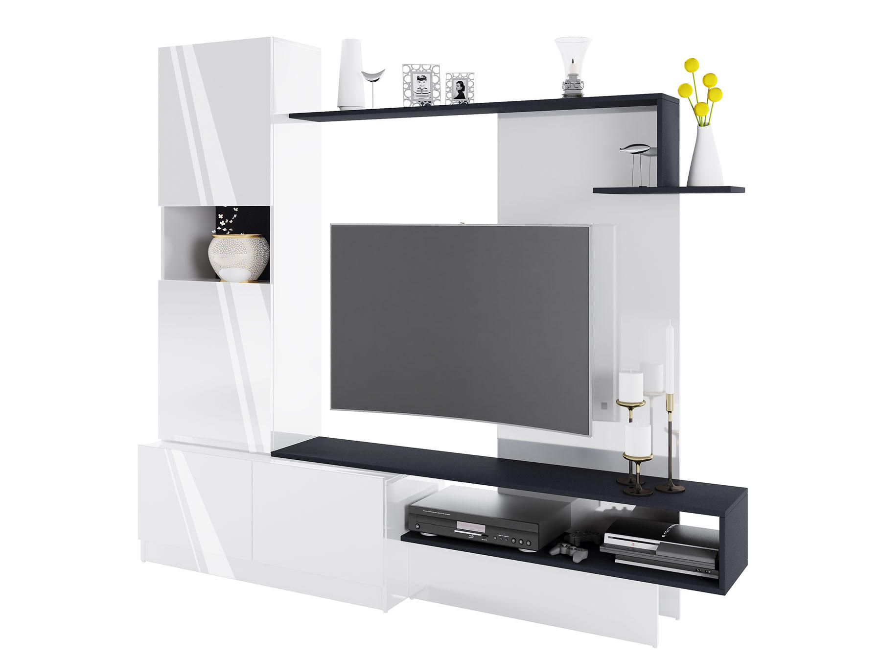 DNEVNI REGAL,  barve grafita, bela, visoki sijaj  - bela/barve grafita, Moderno, leseni material (200/180/40cm) - Ti'me