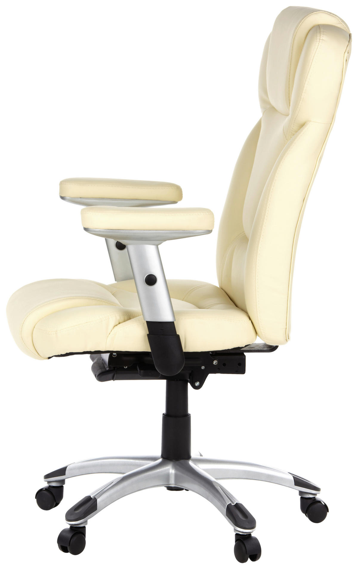 CHEFSESSEL Lederlook Creme, Silberfarben  - Silberfarben/Creme, MODERN, Kunststoff/Textil (63/131/53cm) - MID.YOU