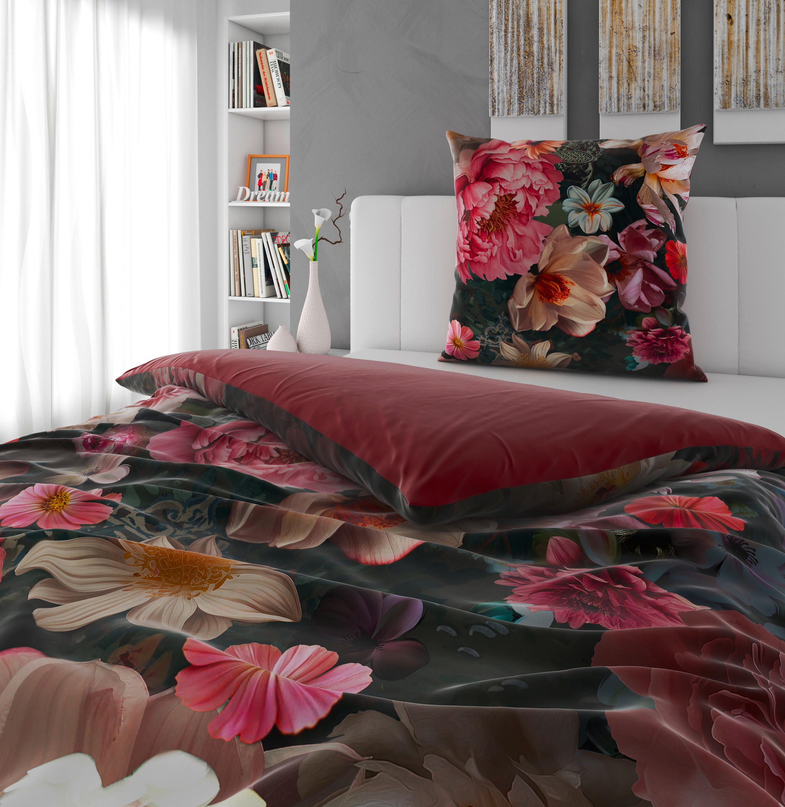 WENDEBETTWÄSCHE Satin 135/200 cm  - Bordeaux, Textil (135/200cm) - Novel