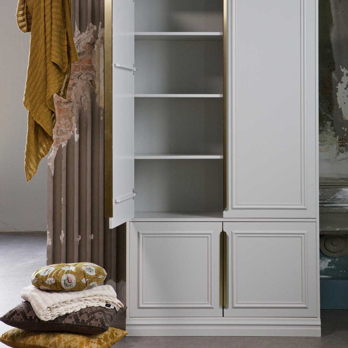 GARDEROBENSCHRANK Organize  in 110/215/62 cm  - Roségold/Hellgrau, Design, Holz/Holzwerkstoff (110/215/62cm) - Livetastic
