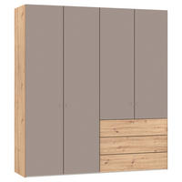 KLEIDERSCHRANK 203/220/59 cm,  in Hellbraun, Eiche Artisan, 4-türig  - Hellbraun/Silberfarben, Design, Holzwerkstoff/Metall (203/220/59cm) - Jutzler