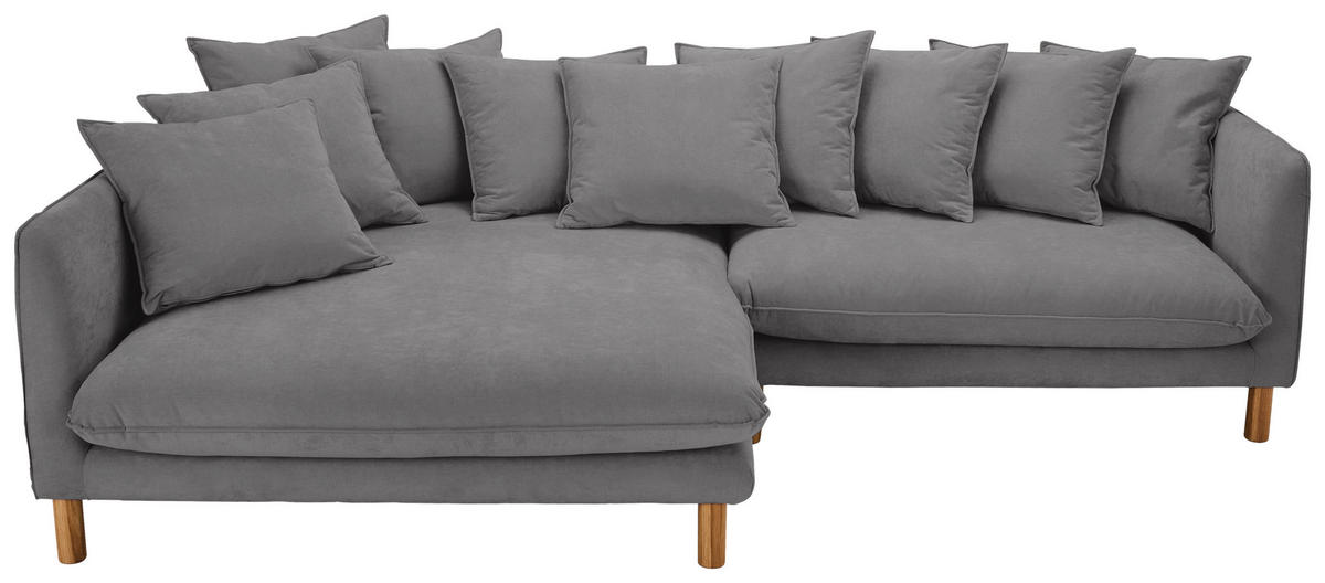 ECKSOFA Grau Chenille  - Buchefarben/Grau, KONVENTIONELL, Holz/Textil (162/276cm) - Carryhome