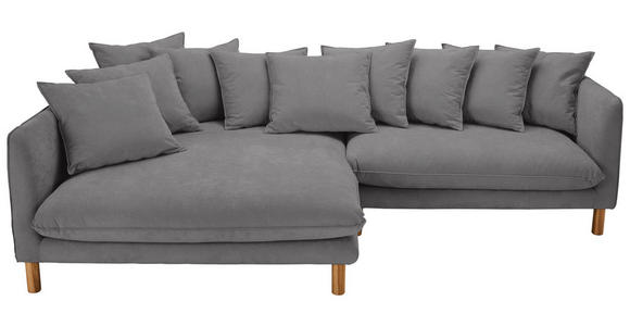 ECKSOFA Grau Chenille  inkl. Rückenkissen, Rücken echt  - Buchefarben/Grau, KONVENTIONELL, Holz/Textil (162/276cm) - Carryhome