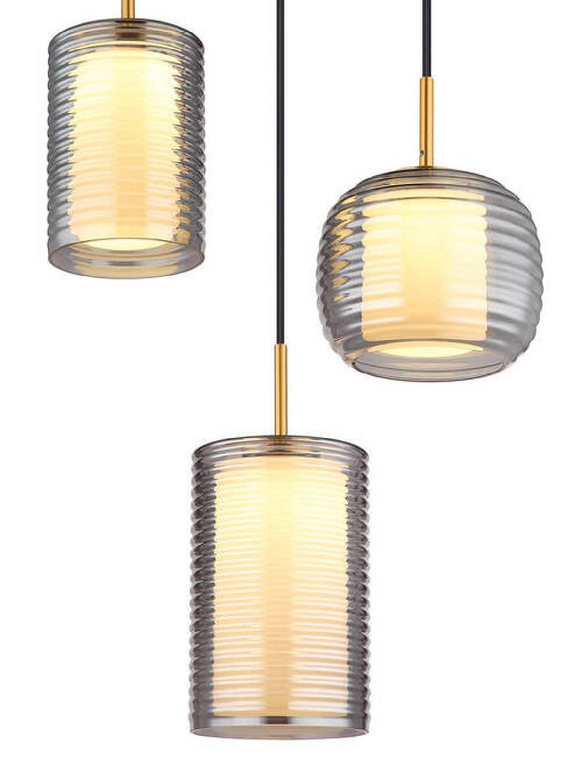 LED-HÄNGELEUCHTE 50/150 cm    - Messingfarben/Schwarz, Design, Glas/Metall (50/150cm) - Globo