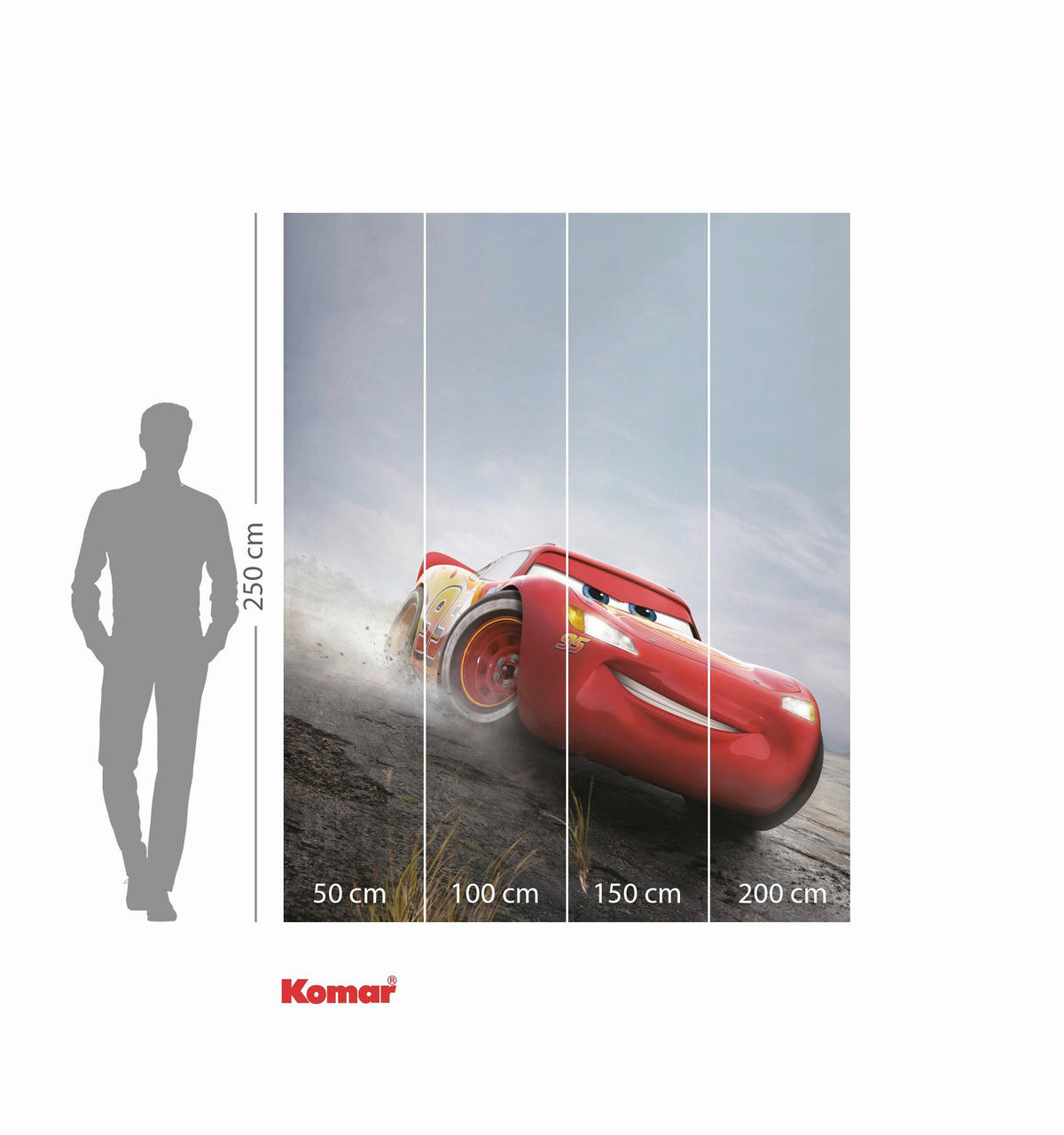 FOTOTAPETE CARS SHINE  - Rot, Design, Textil (200/250cm) - Disney