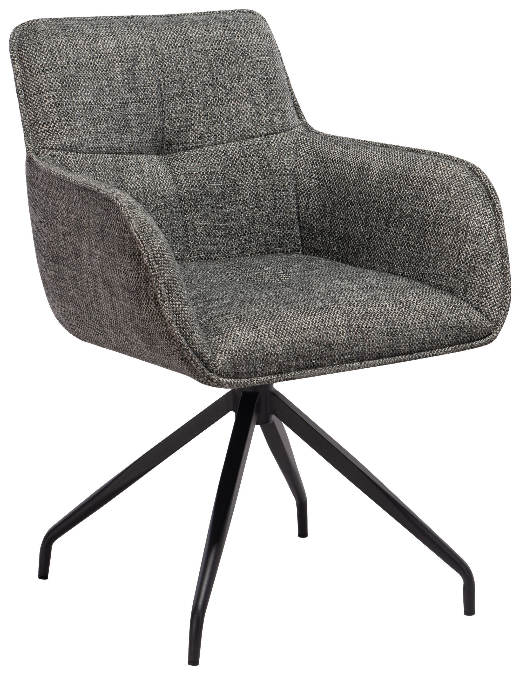 ARMLEHNSTUHL Eisen Mikrofaser  - Schwarz/Grau, Design, Textil/Metall (61/87,5/61cm) - Novel