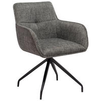 ARMLEHNSTUHL  in Eisen Mikrofaser  - Schwarz/Grau, Design, Textil/Metall (61/87,5/61cm) - Novel