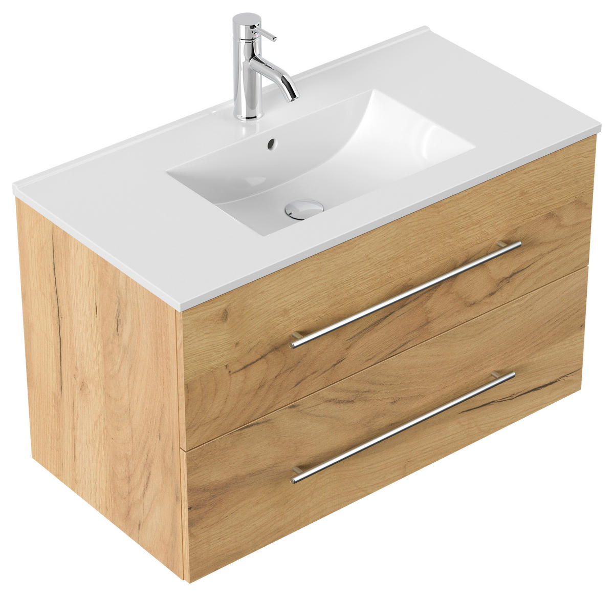 WASCHTISCHKOMBI 91 cm  - Eichefarben/Weiß, Basics, Keramik/Holzwerkstoff (91cm) - MID.YOU