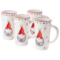 KAFFEEBECHERSET Aurela 4-teilig  - Rot/Weiß, Trend, Keramik (9/16/9cm) - Mäser