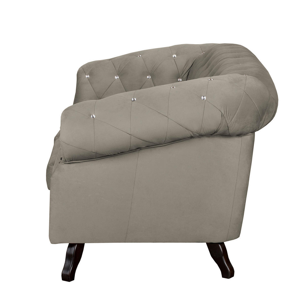 2-SITZER-SOFA GLASGOW Velours Taupe  - Taupe, Design, Holz/Textil (160/82/90cm) - P & B