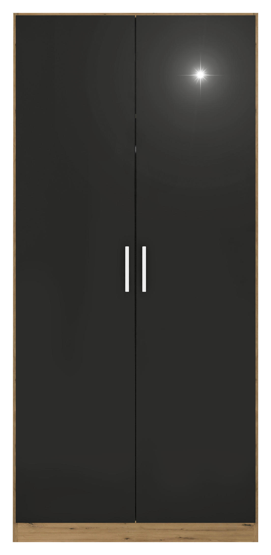DREHTÜRENSCHRANK  in Eiche Artisan, Grau  - Chromfarben/Eiche Artisan, MODERN, Holzwerkstoff/Kunststoff (91/197/54cm) - Rauch Möbel