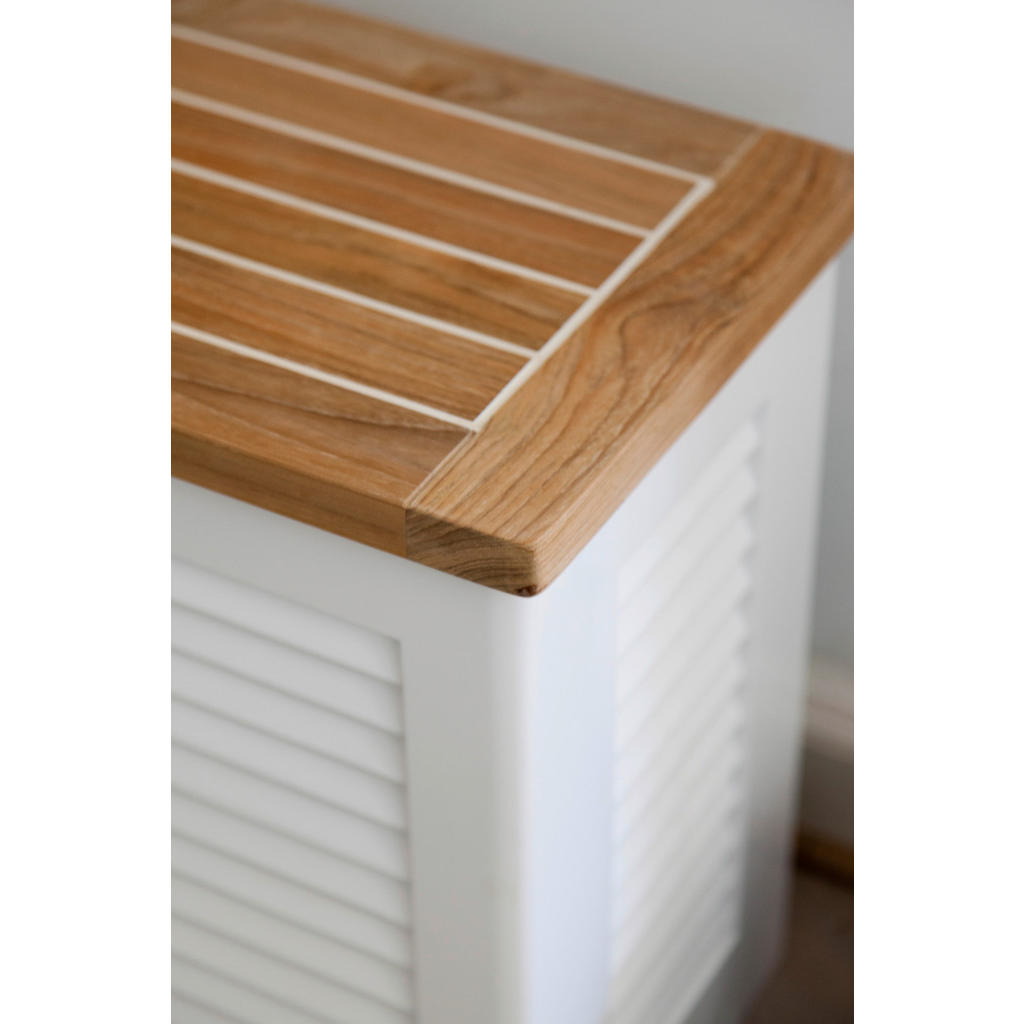 Thumbnail - Mid.you Truhe Classic, Weiß, Teak, Holz, Mahagoni, Teakholz, vollmassiv, 1 Fächer, 90x48x30 cm, Deckel abnehmbar, Ordnen...
