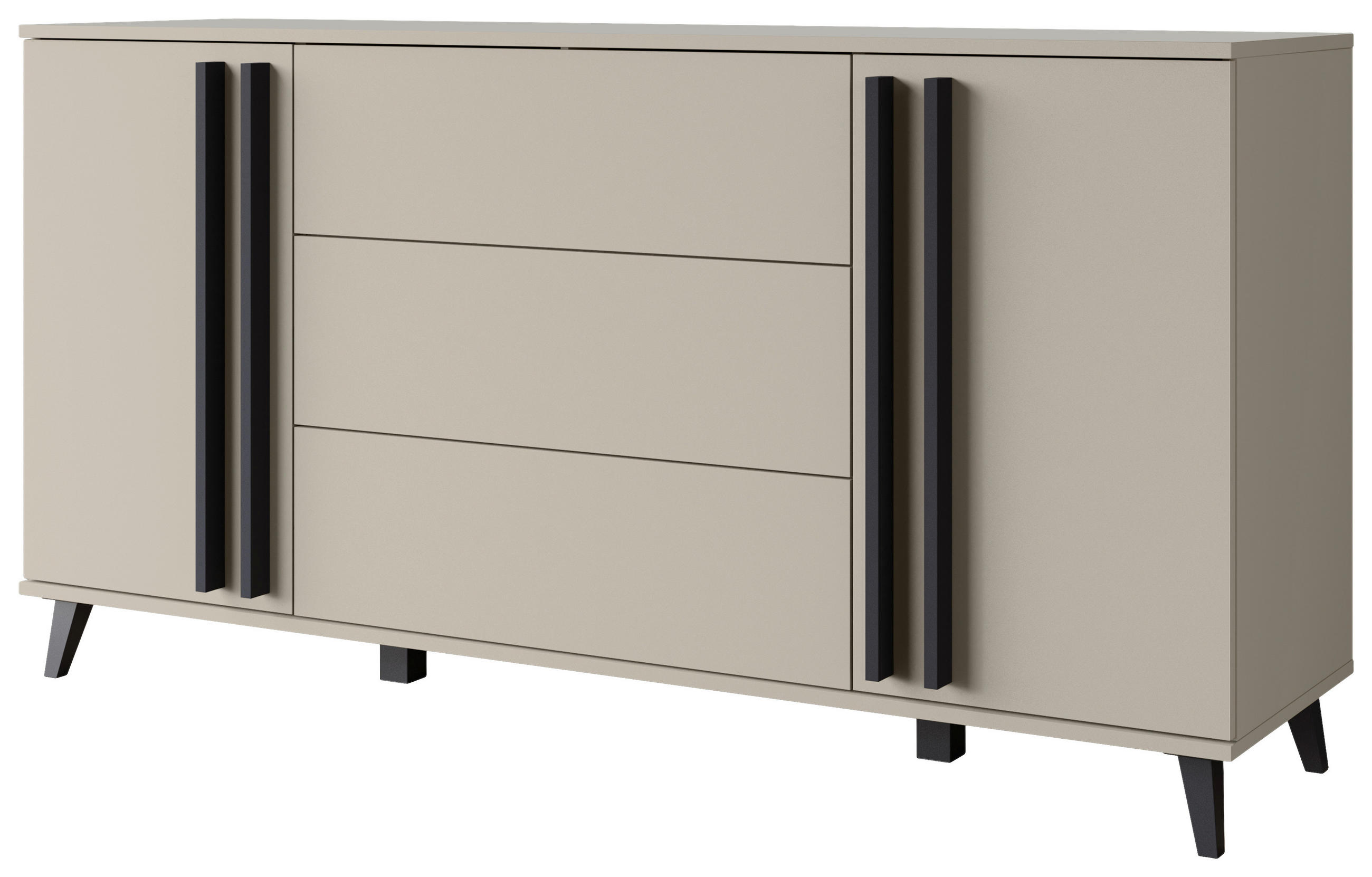 SIDEBOARD 150/77,8/39,5 cm  - beige/svart, Trend, trämaterial/plast (150/77,8/39,5cm)