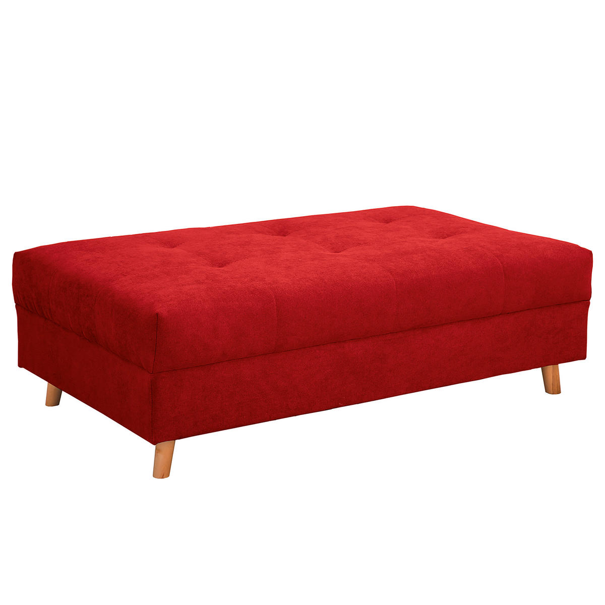 ECKSOFA inkl. Hocker Ariella Rot Mikrofaser Rückenkissen, Hocker  - Rot/Naturfarben, Design, Holz/Textil (161/231cm) - Livetastic