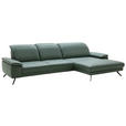 ECKSOFA Dieter Knoll Opal Echtleder  - Opal/Schwarz, Design, Leder/Metall (332/193cm) - Dieter Knoll