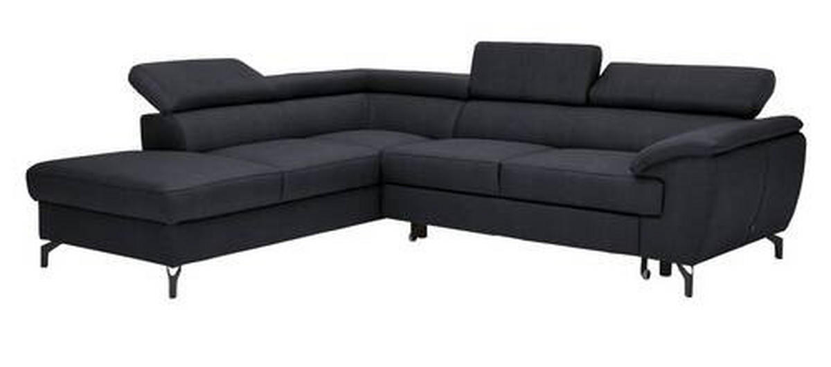Freisteller von Celina Home ECKSOFA Schwarz Echtleder.