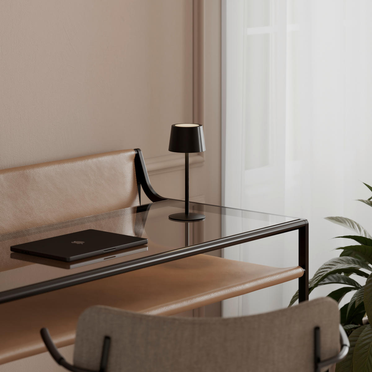 ÚJRATÖLTHETŐ ASZTALI LÁMPA - fekete, Basics, fém (9/22cm) - Novel